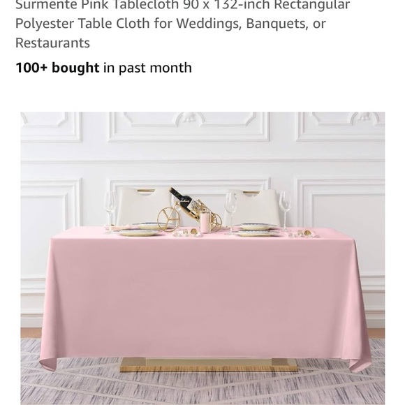 Pink Rectangular Tablecloth - Picture 2 of 4